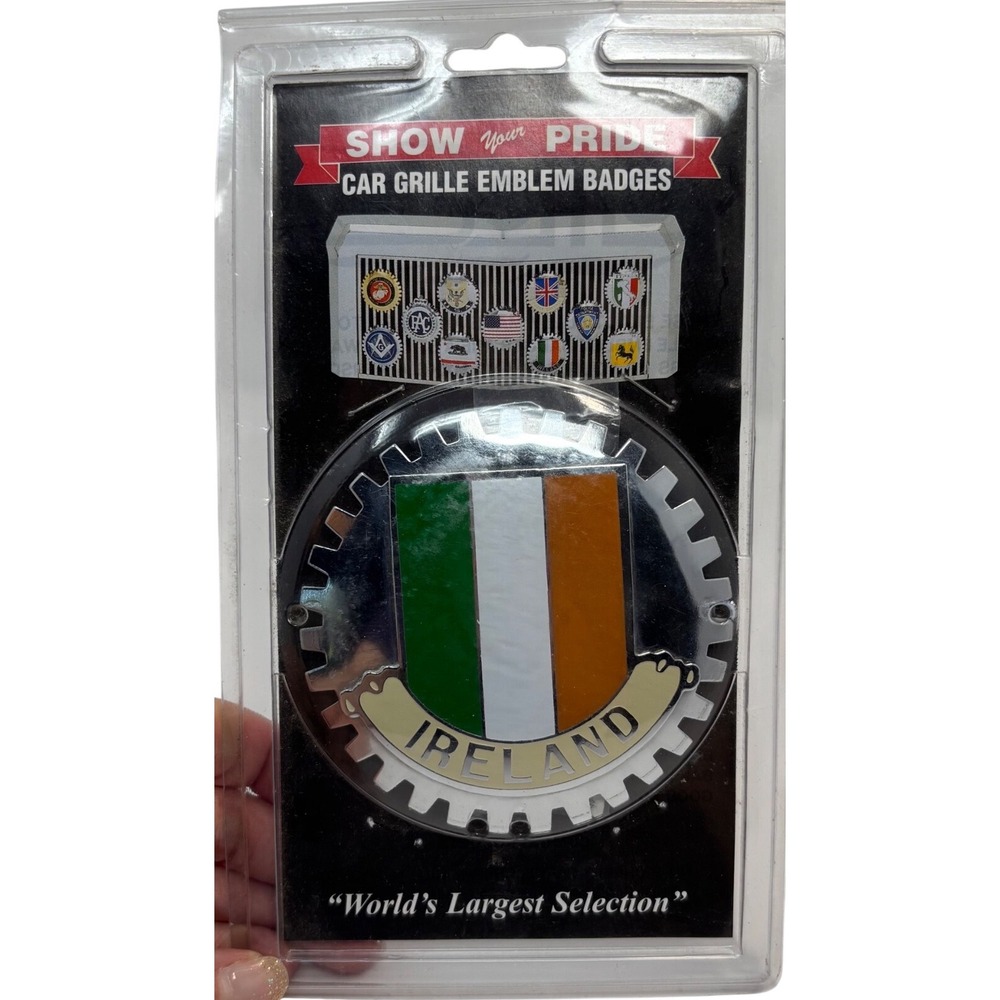 Comet Badges Ireland Car Grille Emblem Badge Irish Flag Chrome Brass New